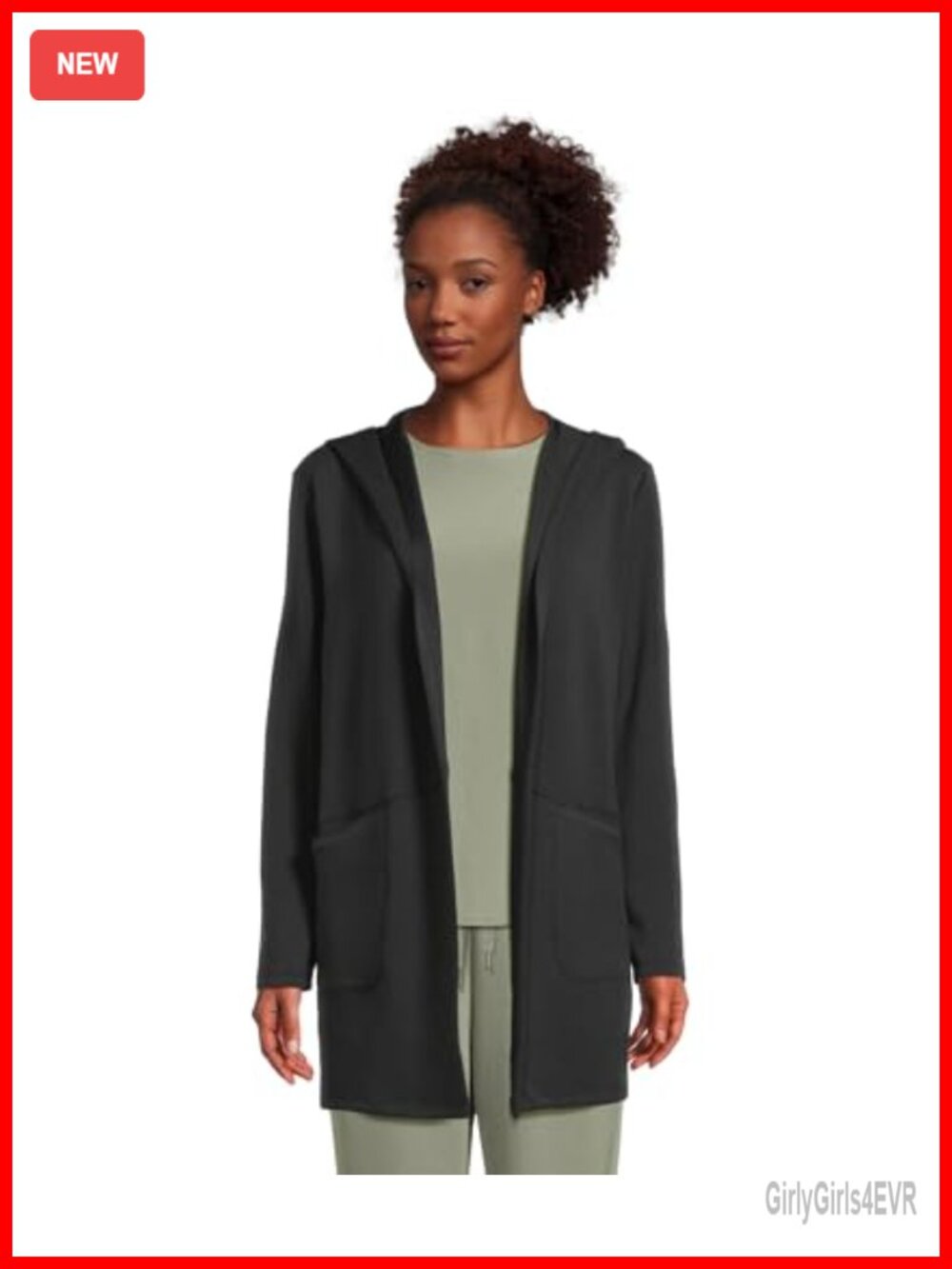Skecherluxe Elevate Hoodigan Cardigan Hooded Open Front Thigh Length